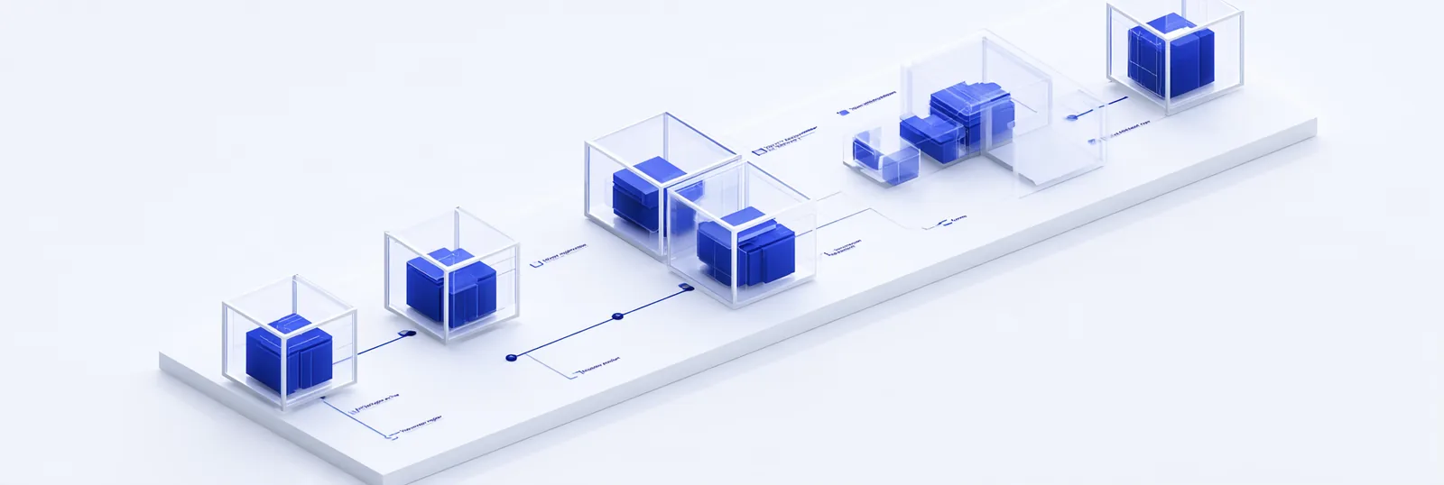 Spatial render: three token offering routes across one shared plane, each with its own checkpoints