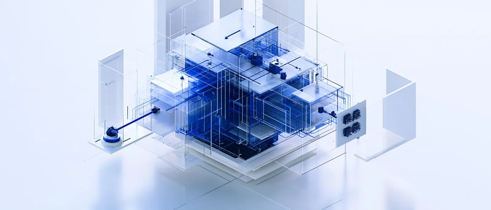 Spatial render: a programmable asset opened into layers of rule paths and permission gates