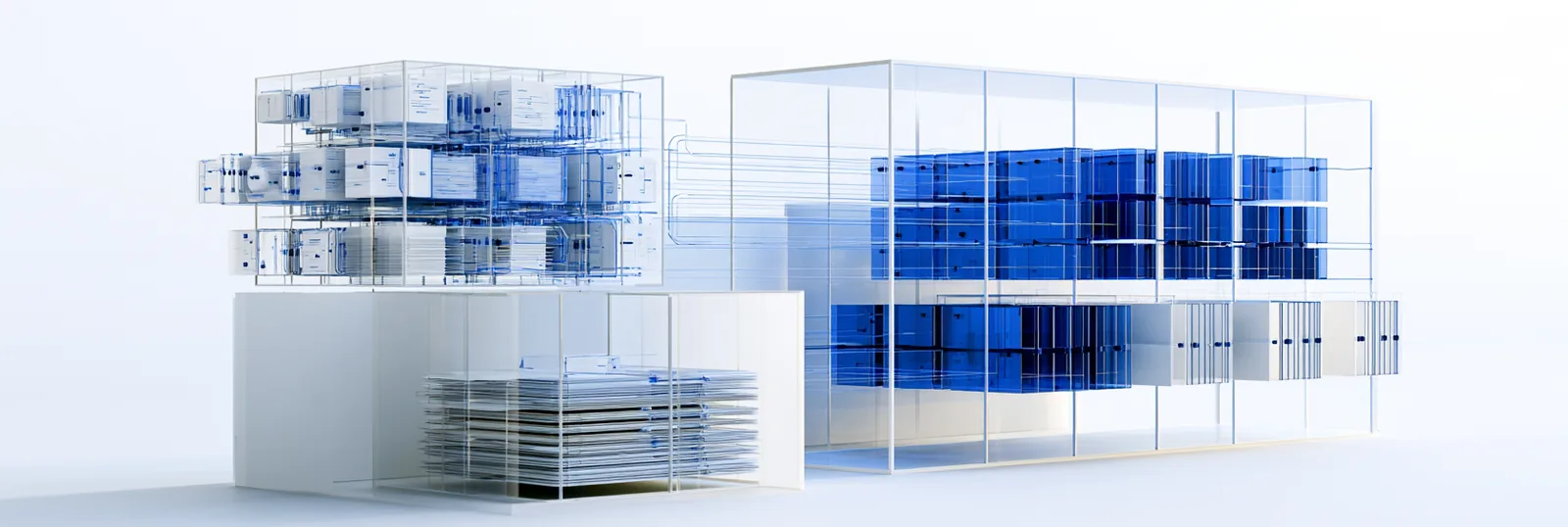Spatial render: a modular software architecture of service blocks flowing into one ordered row of records