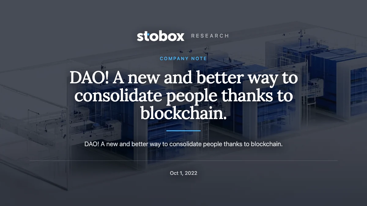 DAO! A new and better way to consolidate people thanks to blockchain.