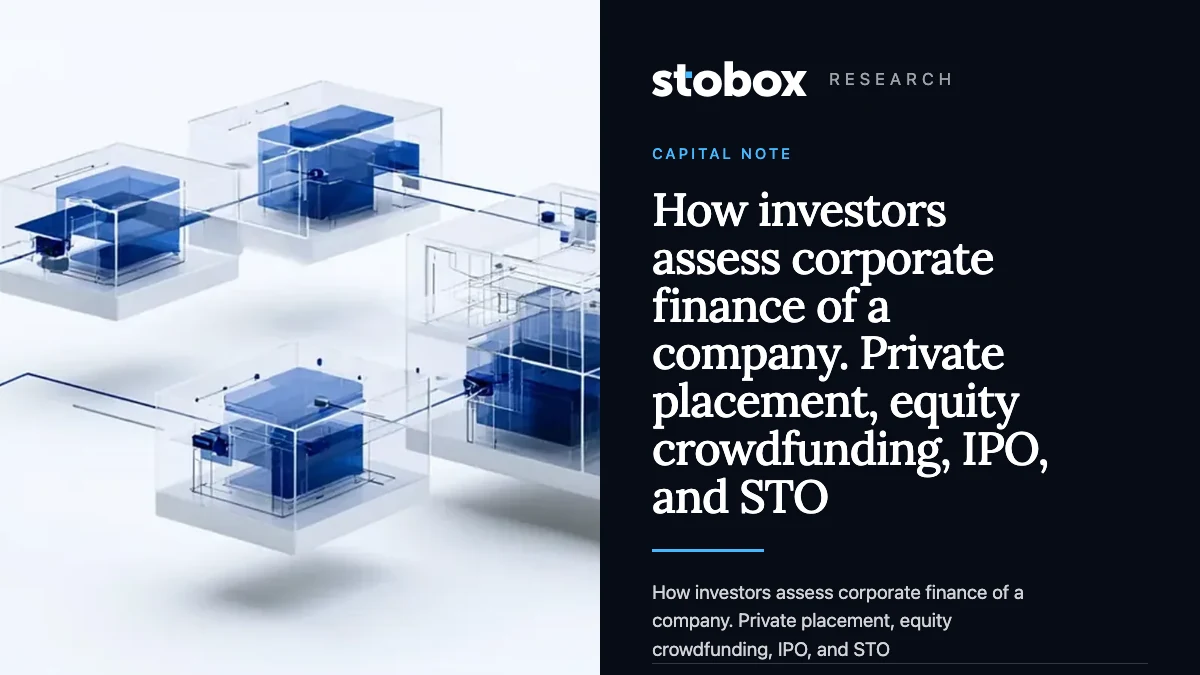 How investors assess corporate finance of a company. Private placement, equity crowdfunding, IPO, and STO