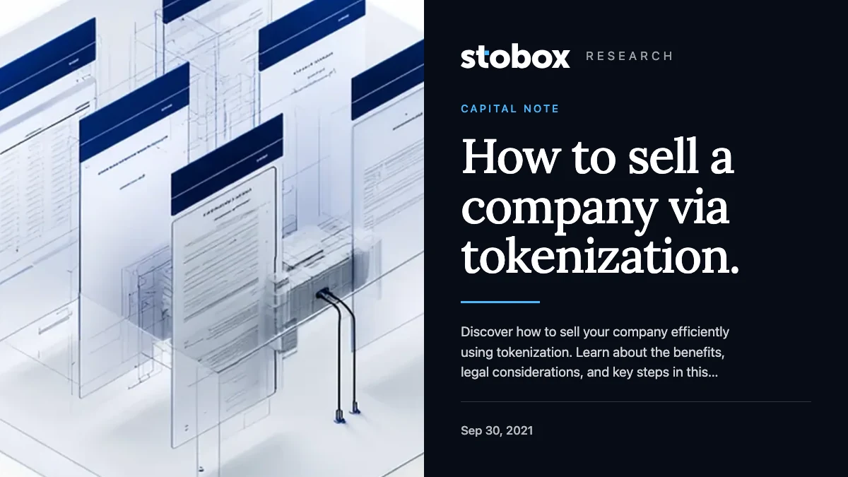 How to sell a company via tokenization.