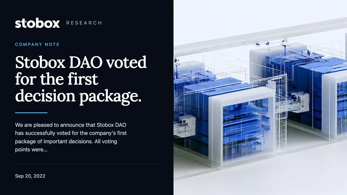Stobox DAO voted for the first decision package.