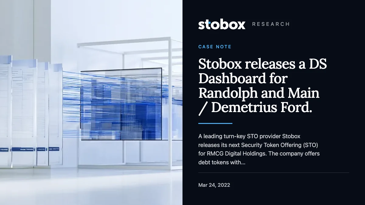 Stobox releases a DS Dashboard for Randolph and Main / Demetrius Ford.