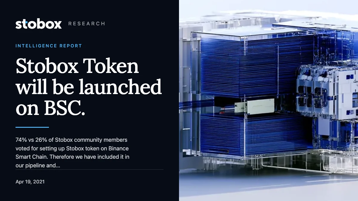 Stobox Token will be launched on BSC.