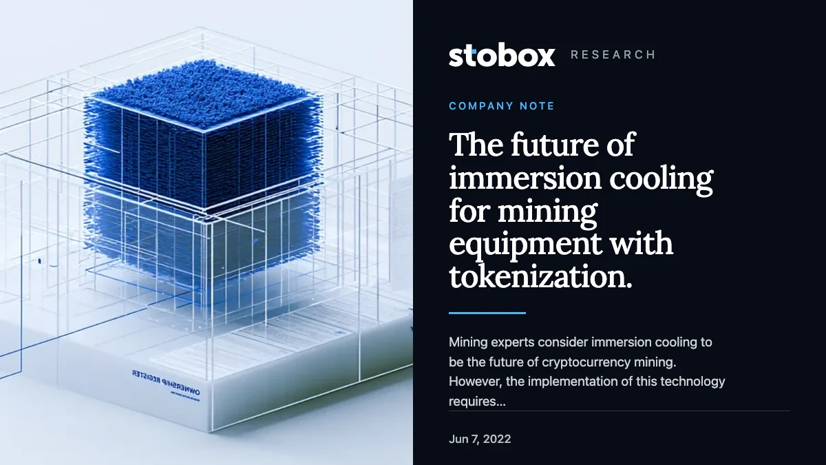 The future of immersion cooling for mining equipment with tokenization.